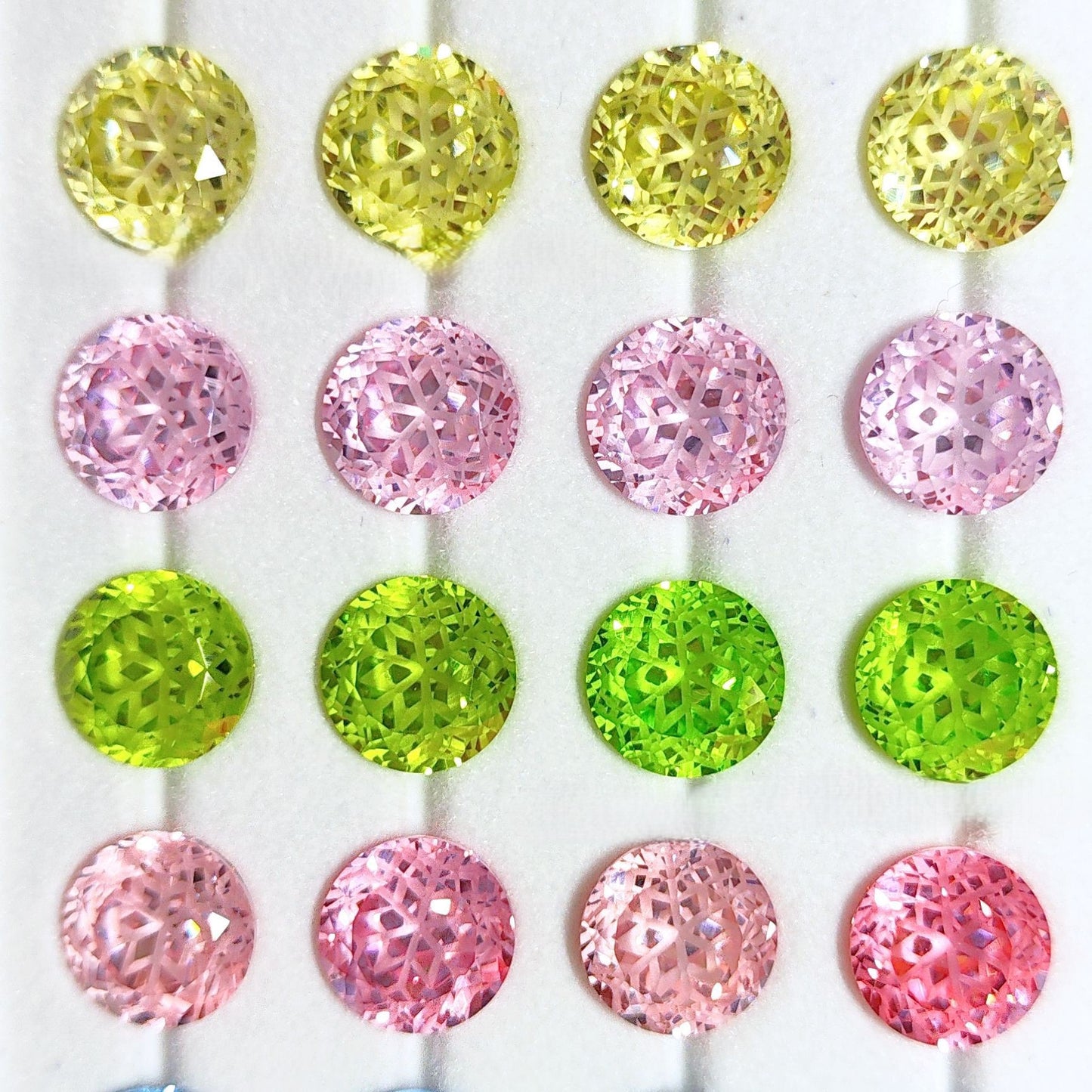 5A 6-8mm Round Snow Crystal Cut Loose CZ Stone - 2pcs