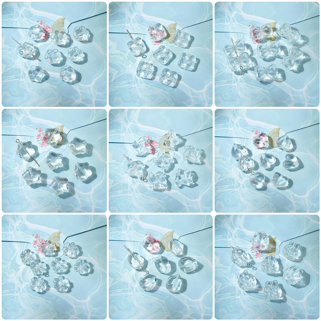 (50pcs)White Crystal Imitation Double-Pointed Irregular Glass Beads
