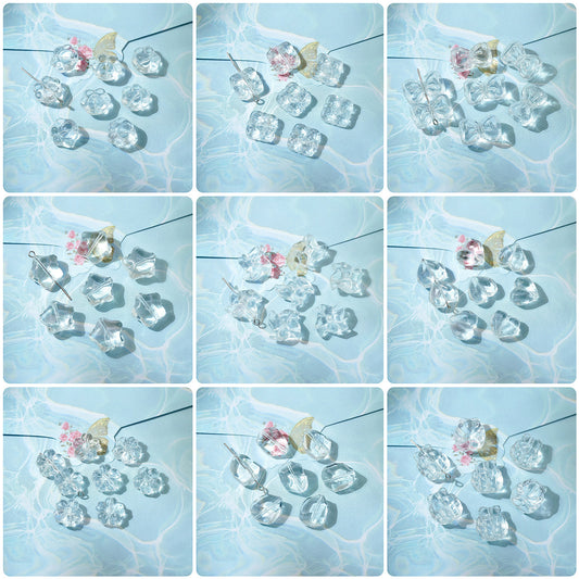 (50pcs)White Crystal Imitation Double-Pointed Irregular Glass Beads