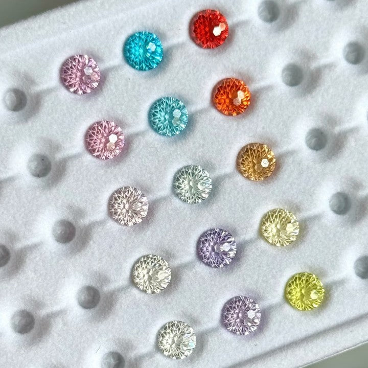 5A 5-10mm Round Firework Cut Loose CZ Stone - 2pcs