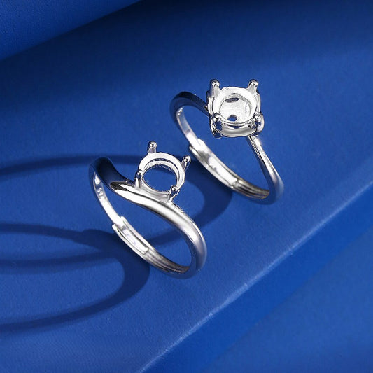 925 Sterling Silver Ring Mount for 6mm Round Diamond