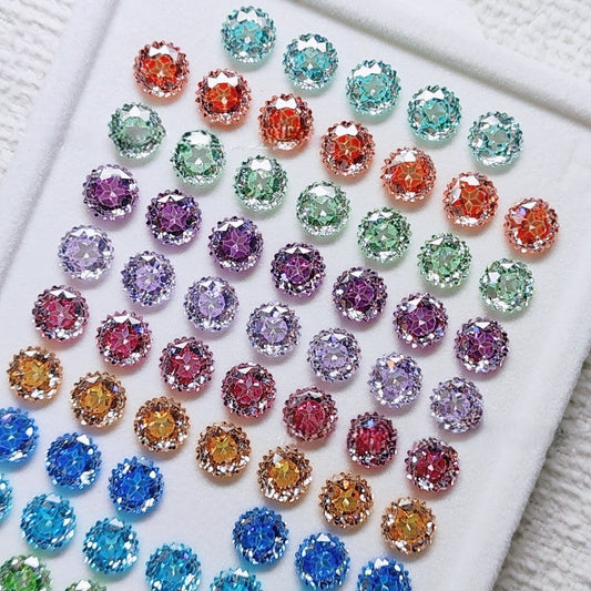 5A 6mm Round Ferris Wheel & Star Cut Loose CZ Stone with a Sweet Heart - 2pcs