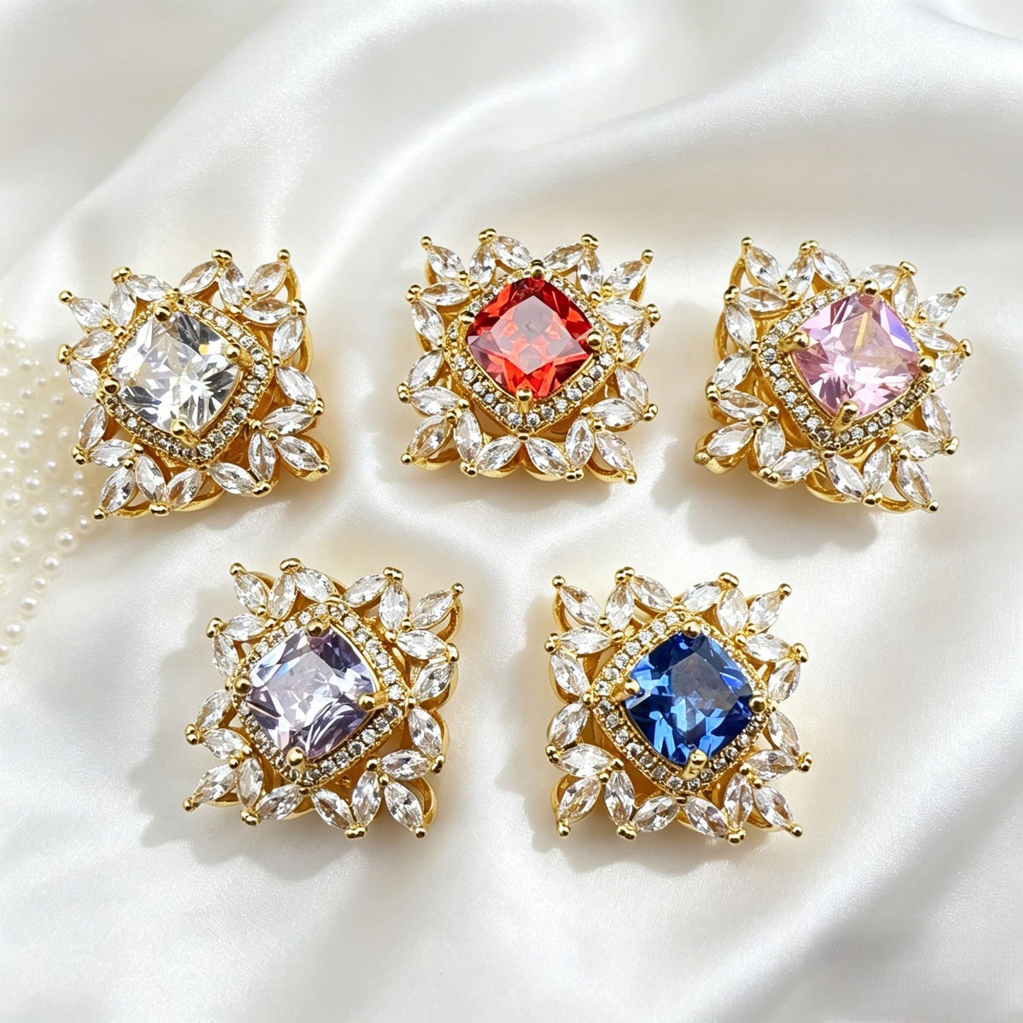 Diamond Sunflower Rose Full CZ Spacer Bead
