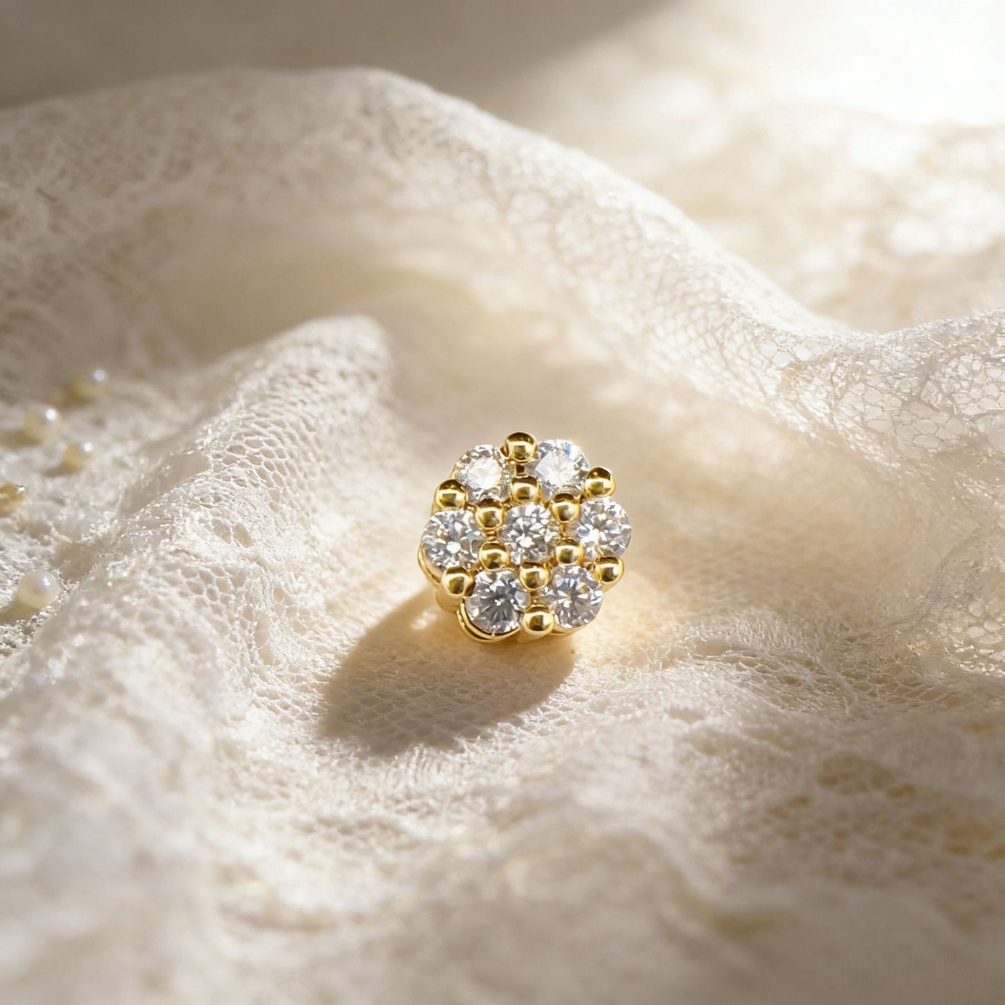 10pcs CZ-Set Flower Circle Spacer Bead