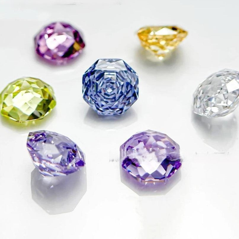 5A 6-10mm Octagonal Open-Back Rose Cut Loose CZ Stone - 2pcs