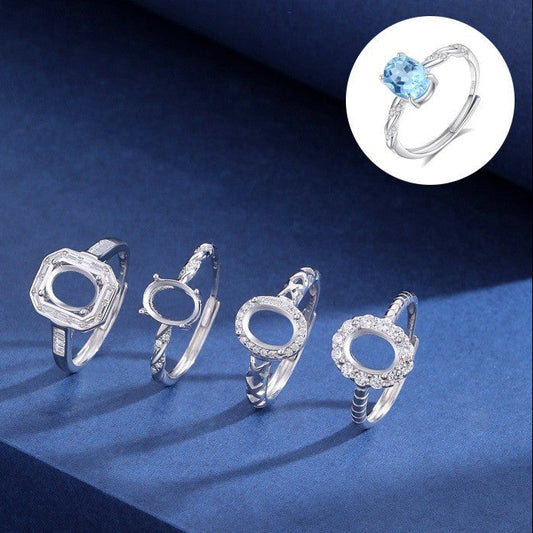 925 Sterling Silver Ring Mount for 6x8mm Oval Colored Stone Micro-Pav¨¦ Series
