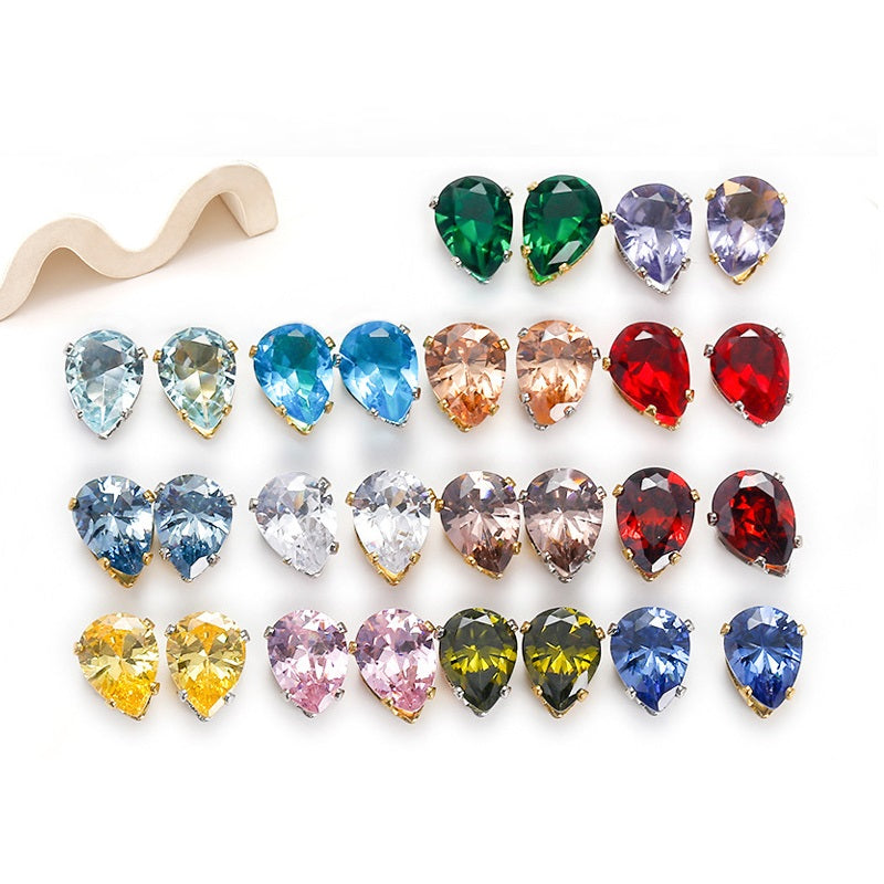 (50pcs)6x8MM Teardrop Cubic Zirconia