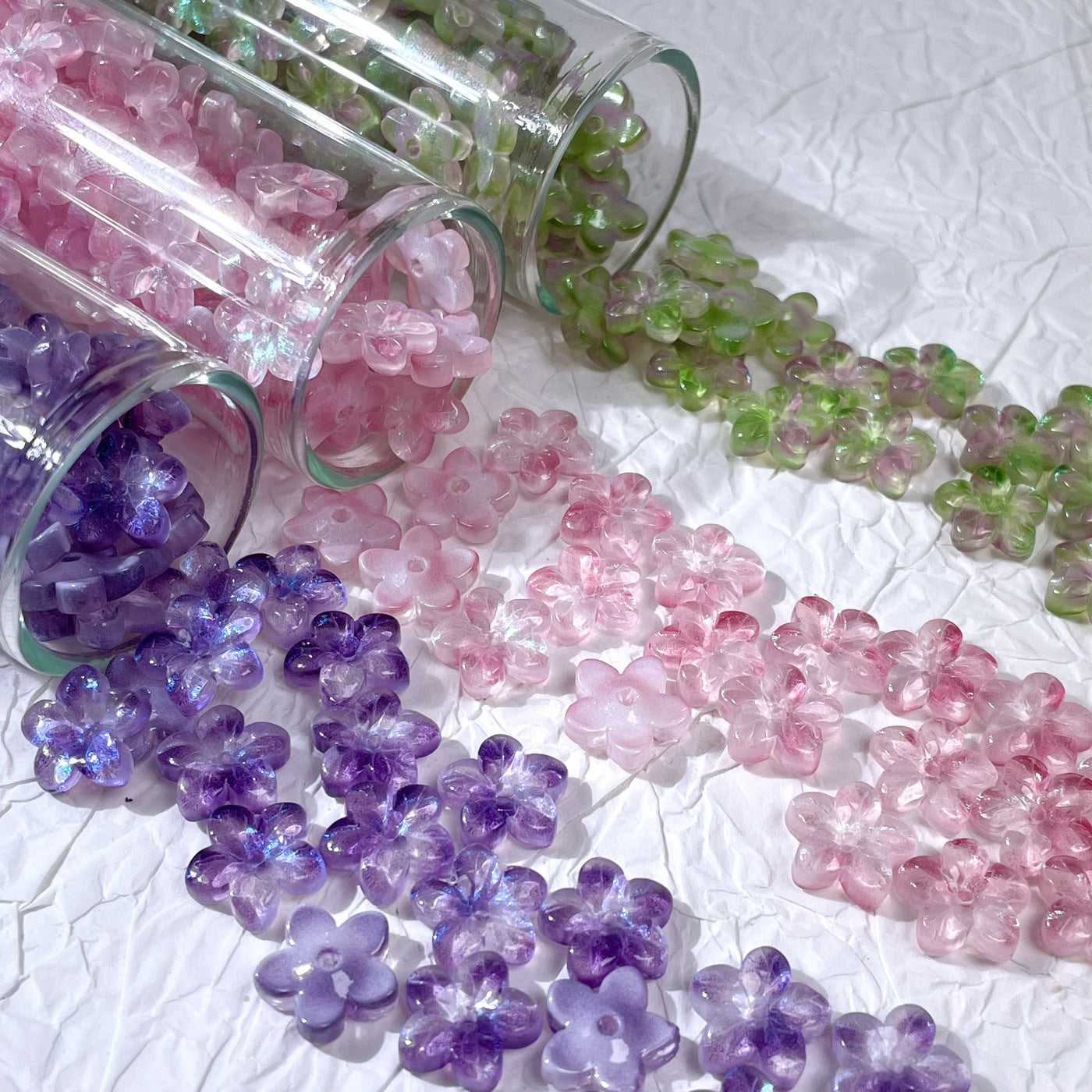 (50pcs)10mm Five-Leaf Flower Glass Petals