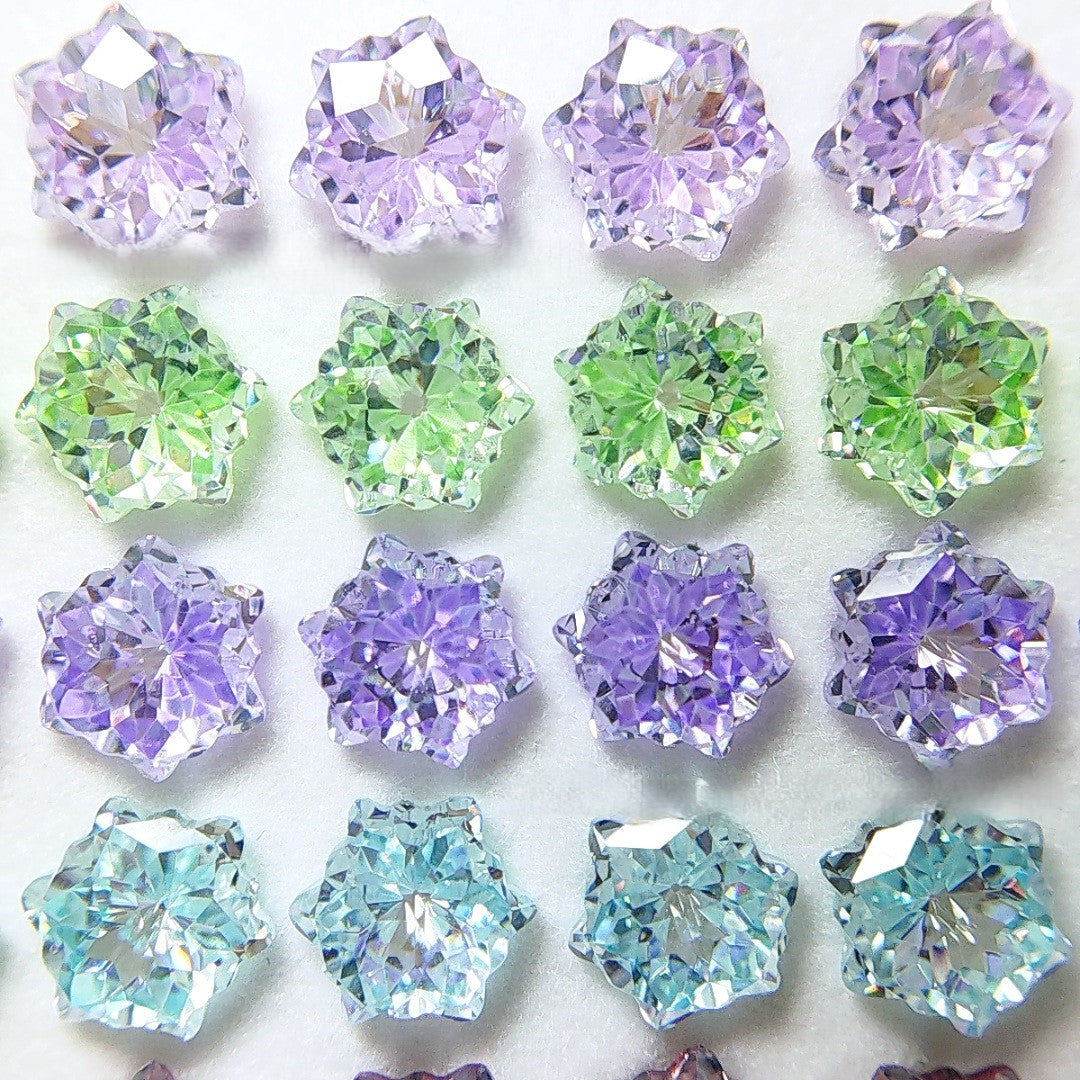 5A 6mm Christmas Blizzard Sandwich Cut Loose CZ Stone - 2pcs