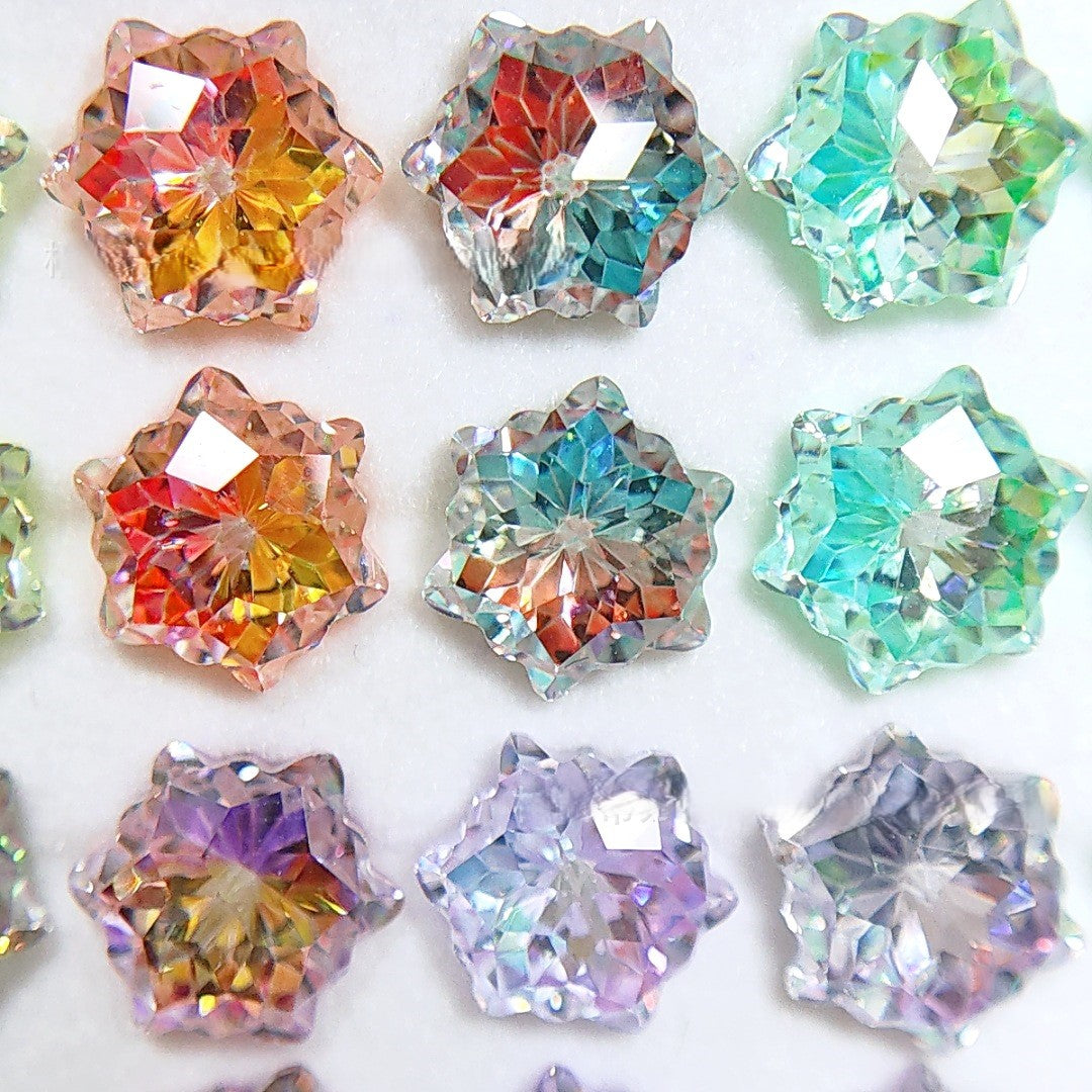 5A 6mm Hexagram Christmas Snowflake Cut Loose CZ Stone - 2pcs