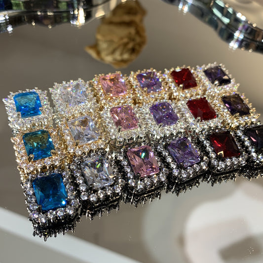 Paved Rectangle CZ Spacer Beads with Multiple Hole