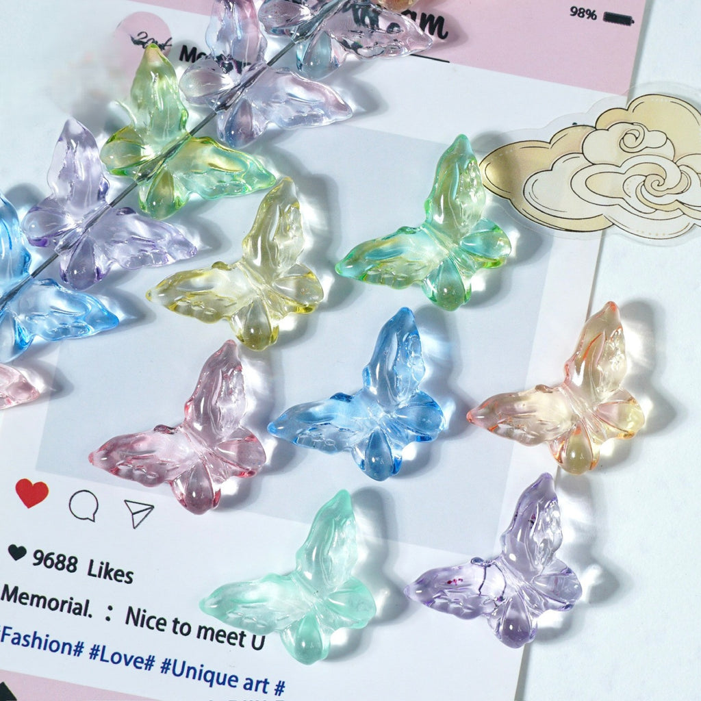 (50pcs)20x30mm Carved Glass Butterfly