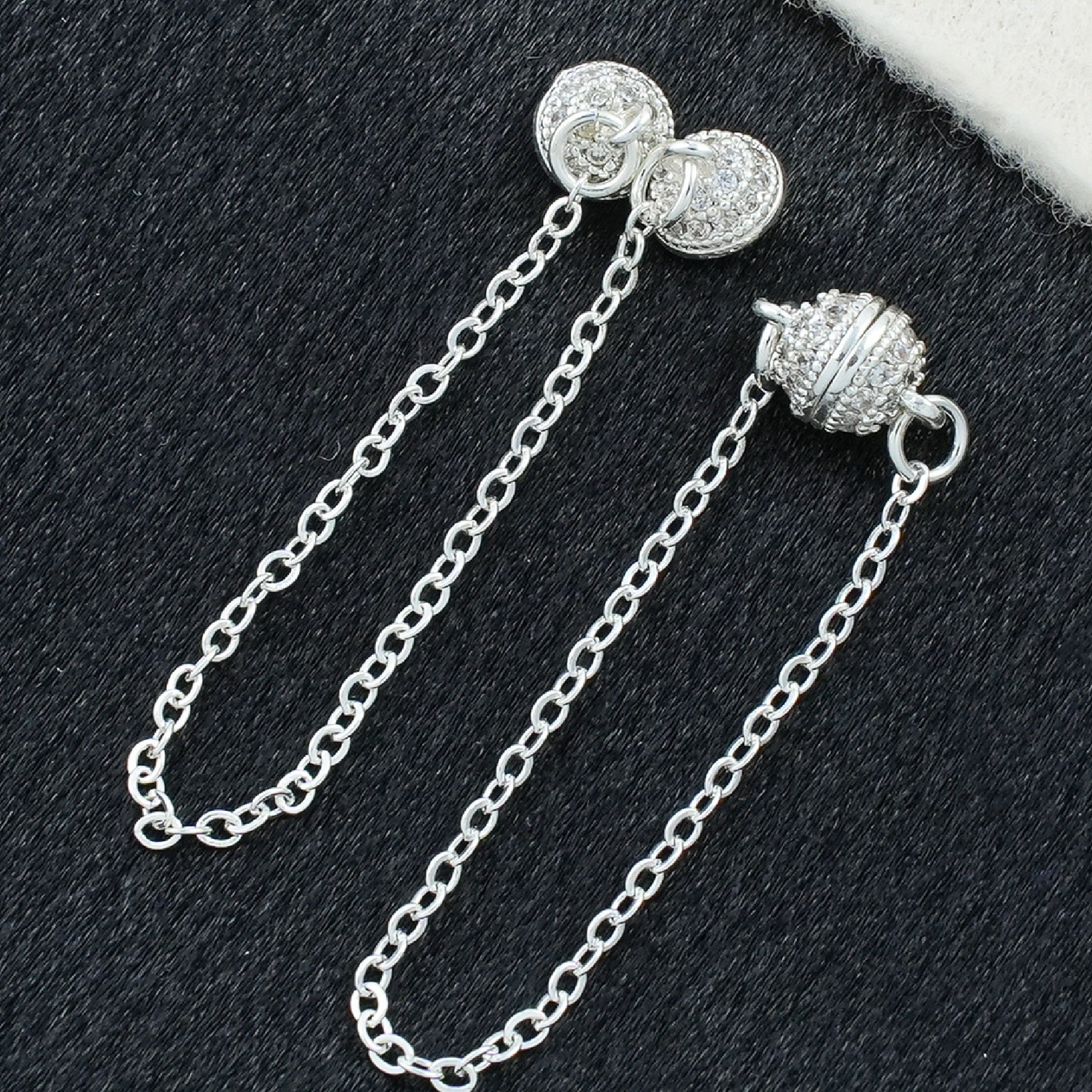 Crystal Ball Magnetic Clasp with Extension Chain