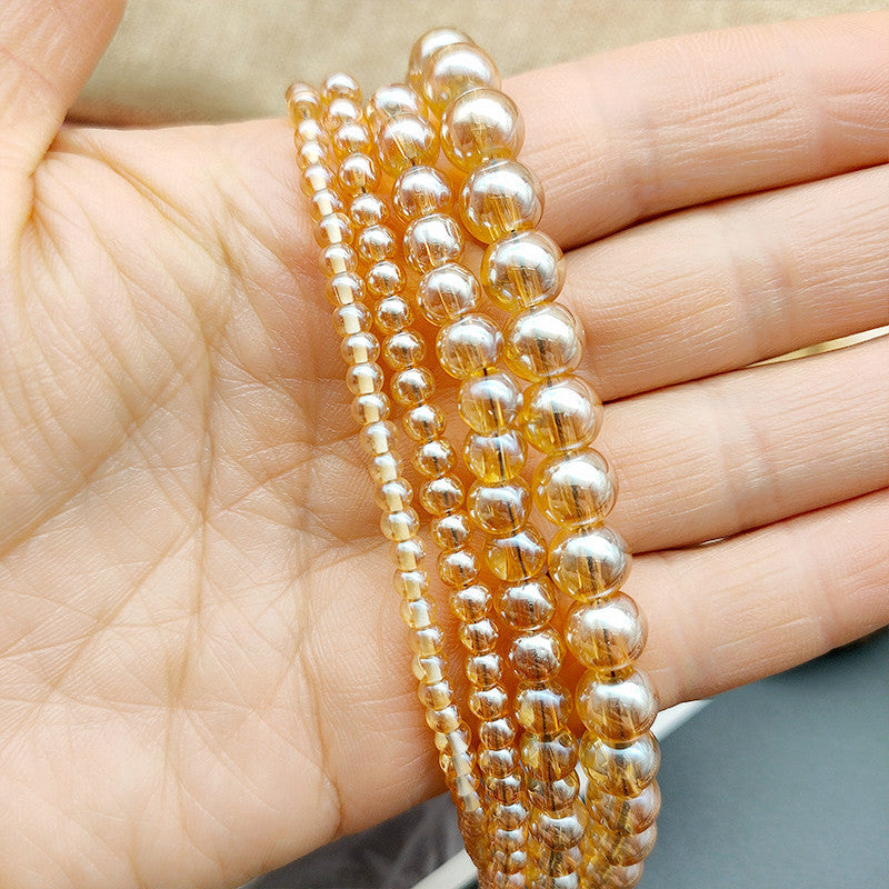 3/4/6/8MM Smooth Round Beads - Amber Red