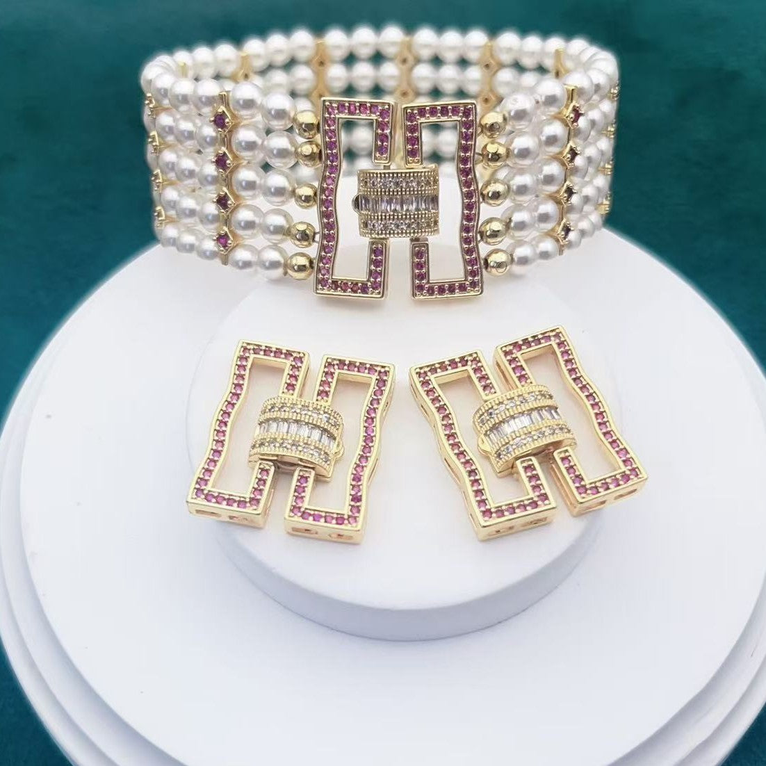 5-Row Gold Plated Clasp for Multi-Strand Jewelry