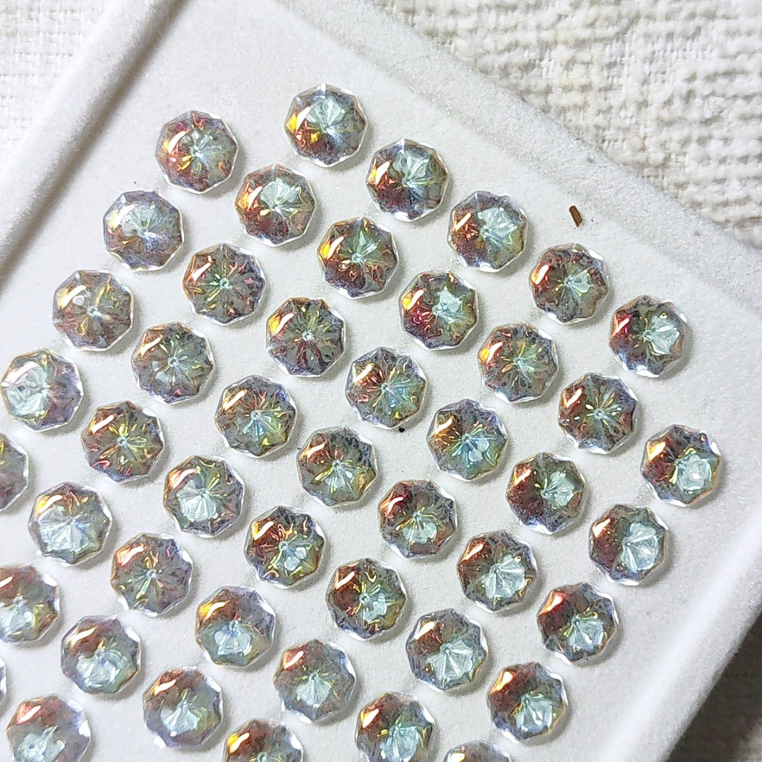 5A 6-8mm Octagonal Coated "Water Baby" Loose CZ Stone - 2pcs