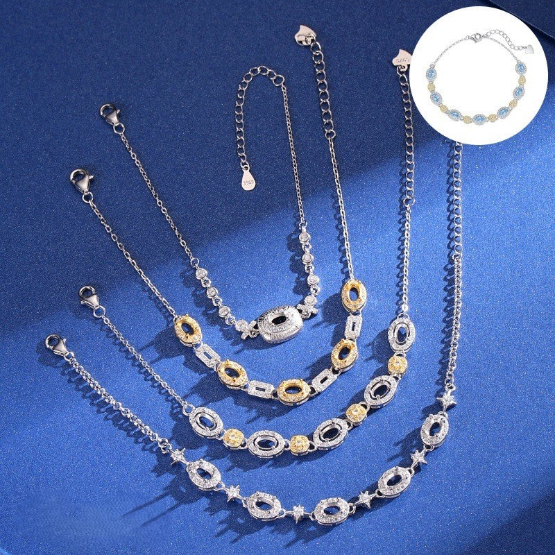 925 Sterling Silver Bracelet Mount for 3x5mm Oval Gemstone, Minimalist Luxury Designer Accessory