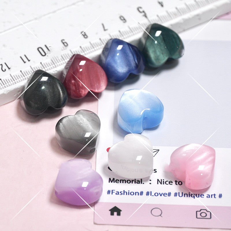 (5pcs)13x20mm Gradient Resin Heart Cat's Eye Beads
