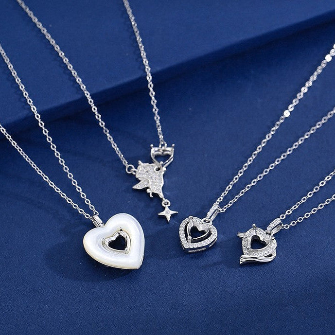 925 Sterling Silver Heart Pendant Mount for 6mm Heart Gemstone, DIY Necklace