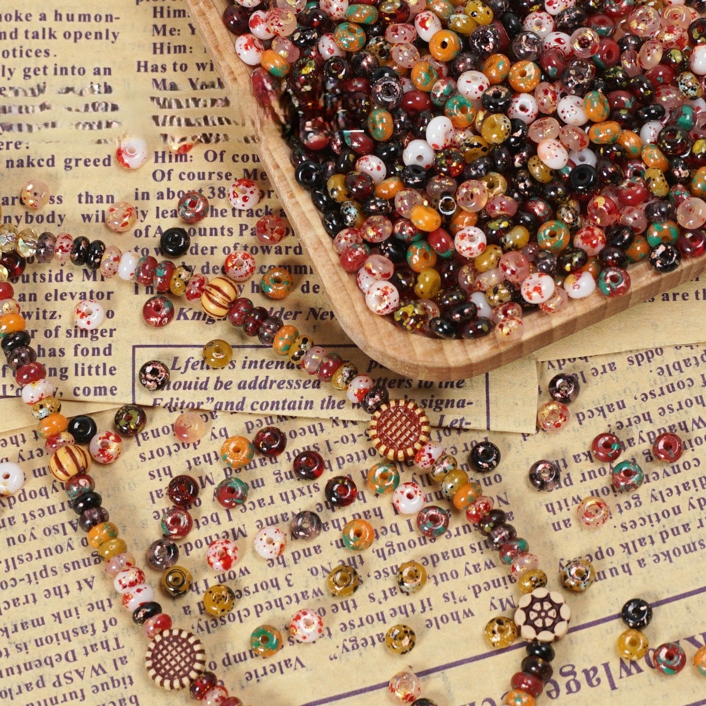 (10g)2x4mm Picasso Abacus Beads ¨C Vintage Glass Seed Beads