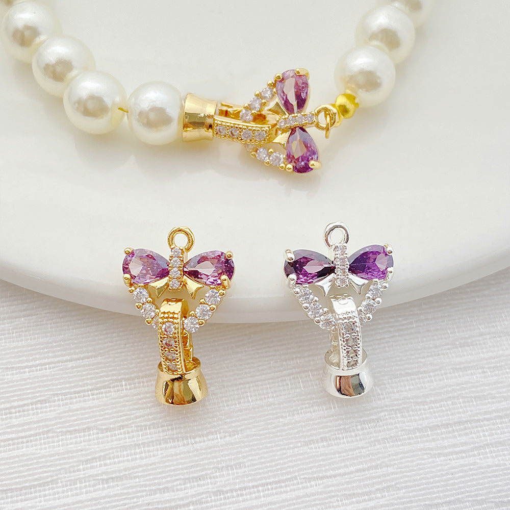 CZ-Set Bow Pearl Single Clasp