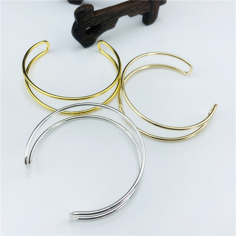 (5pcs)Clamp Bead Wrap Wire Engraved Double-Strand Bangle Frame