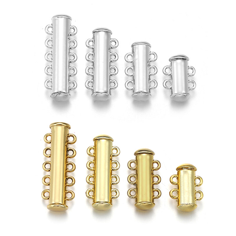 Multi-Strand Magnetic Slide Tube Lock Jewelry Connectors-5pcs