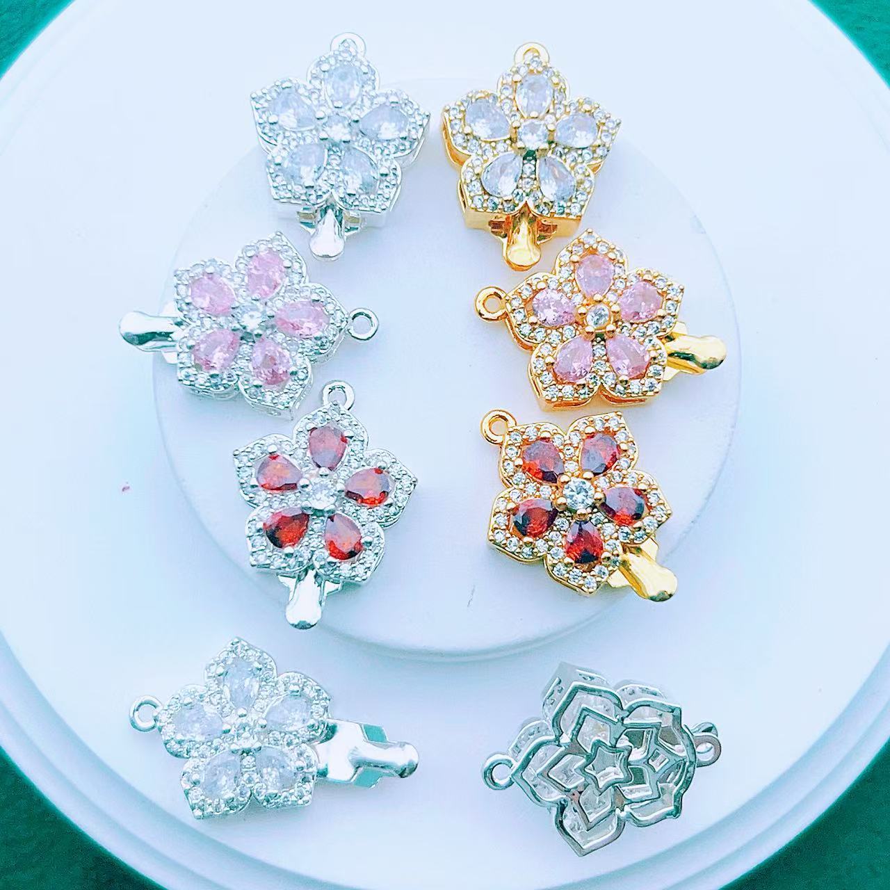 Micro-Pave CZ 5 Petal Single Row Clasp