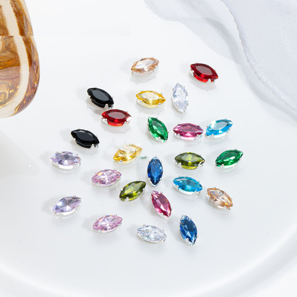 (100pcs)4x8mm Marquise Prong-Set Rhinestone Beads