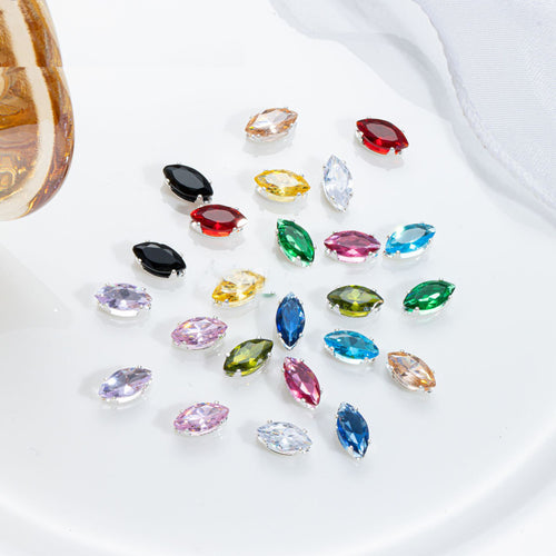 (100pcs)4x8mm Marquise Prong-Set Rhinestone Beads