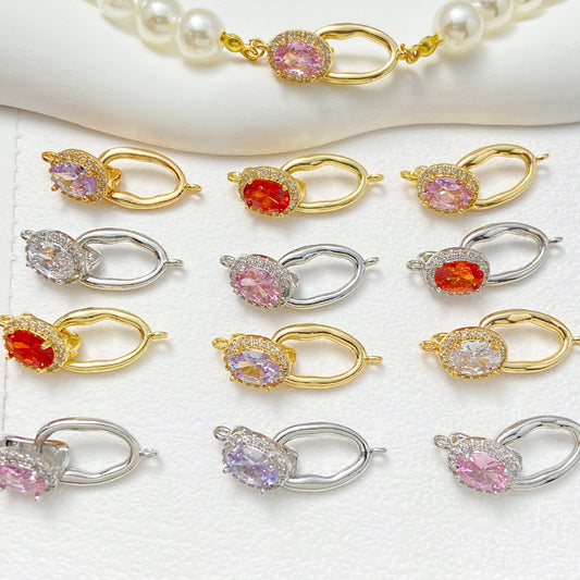 Tarnish-Resistant Figure-8 Baroque Oval CZ Clasp