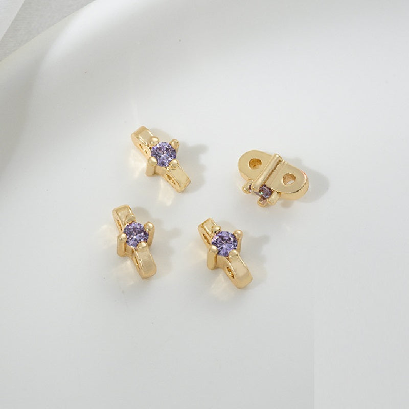(10pcs)Double Hole Spacer with Zircon