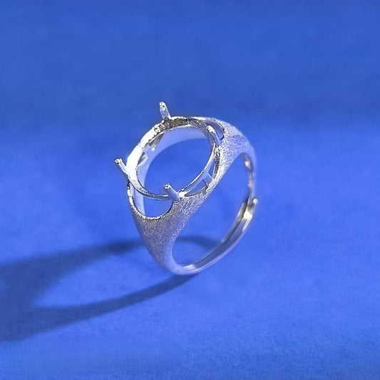 925 Sterling Silver Ring Mount for 12mm Round Gemstone, Classic Brushed Finish Luxury DIY