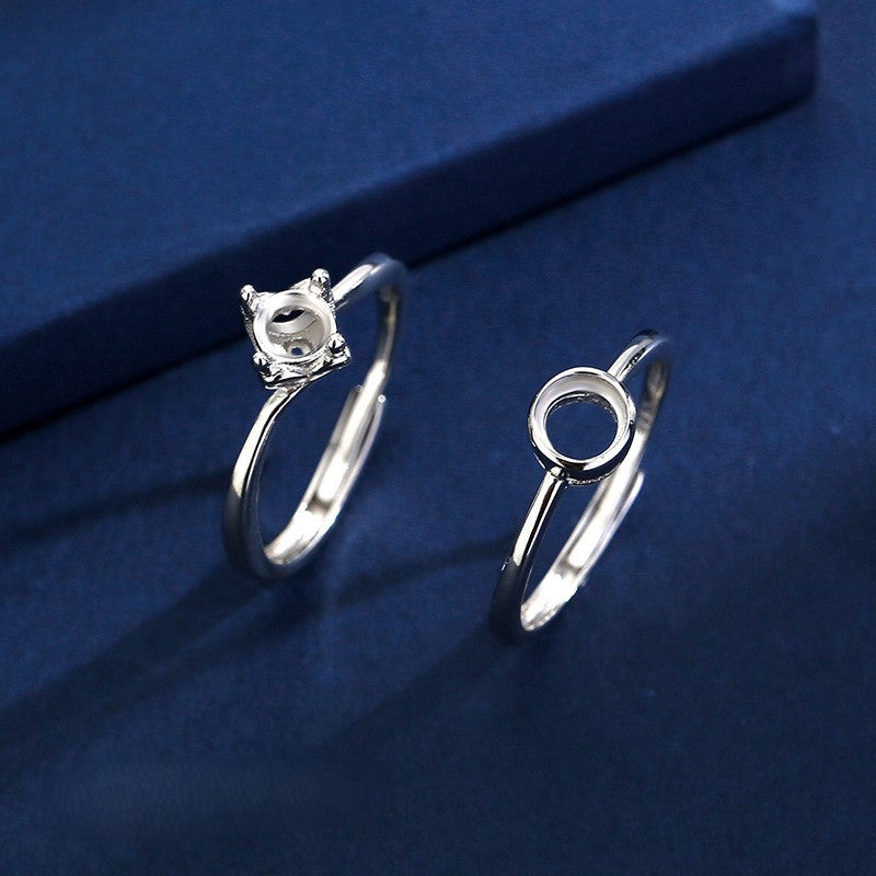 925 Sterling Silver Ring Mount for 5mm Round Gemstone, Minimalist Versatile DIY