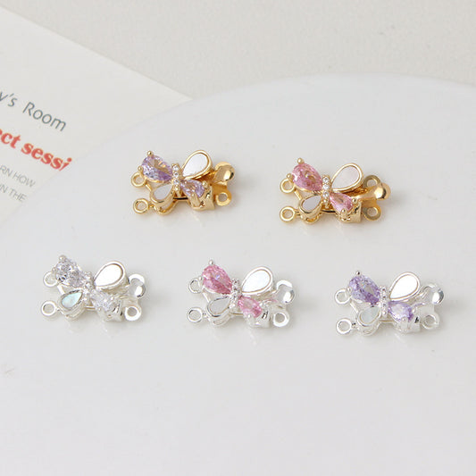 Double-Row Shell & Zircon Butterfly Closure