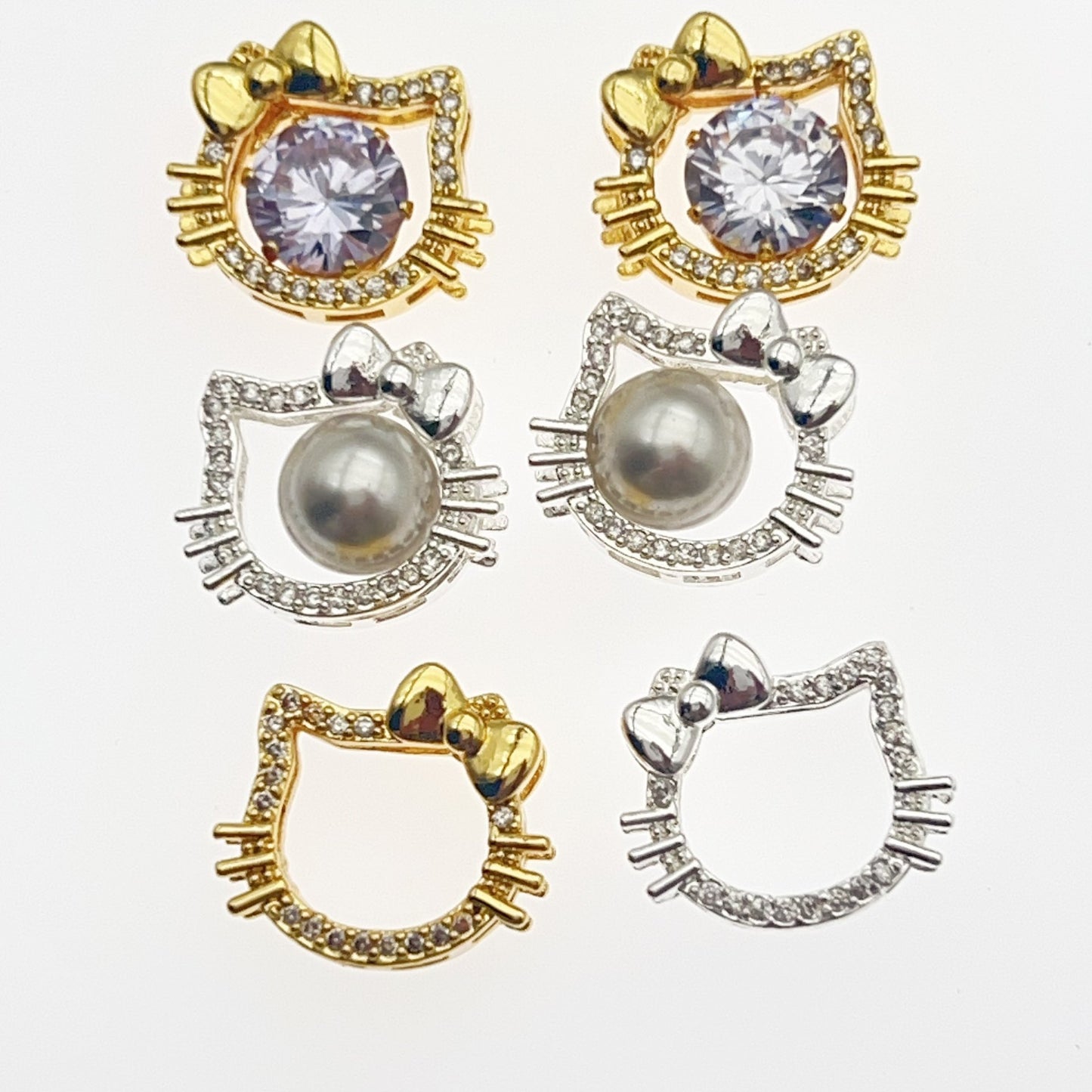 CZ-Set Hollow Cat Head Bead Cap