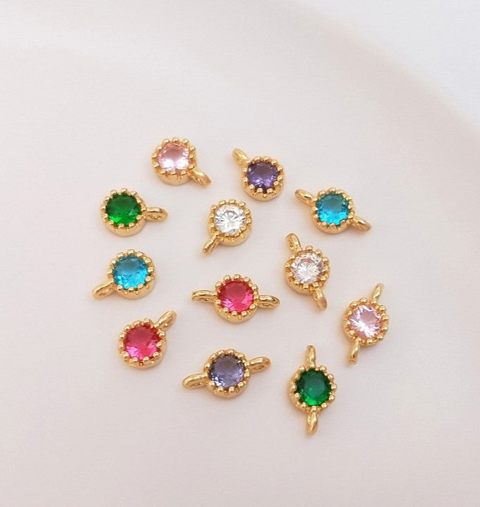 (10pcs)Single/Double Hole Spacer Bar Bead with CZ Stone