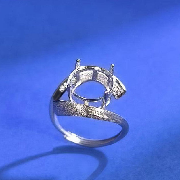 925 Sterling Silver Ring Mount for 11mm Round Gemstone, Fine Brushed Finish