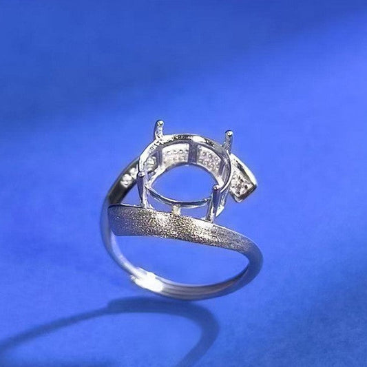 925 Sterling Silver Ring Mount for 11mm Round Gemstone, Fine Brushed Finish