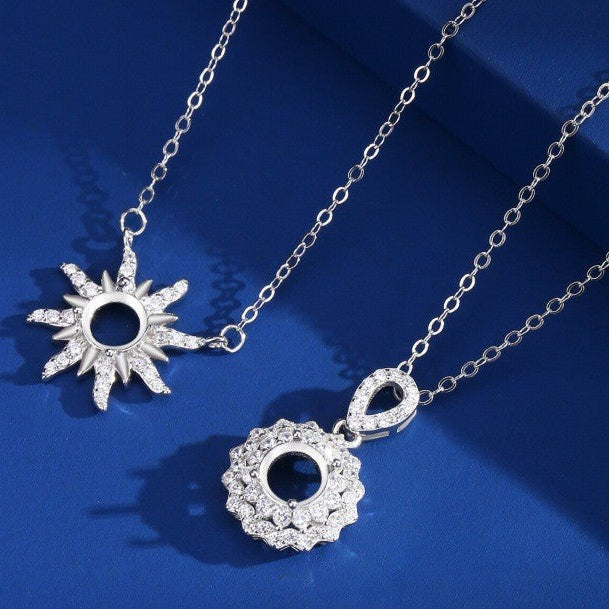 925 Sterling Silver Pendant Mount for 6mm Round Gemstone, DIY Collarbone Chain