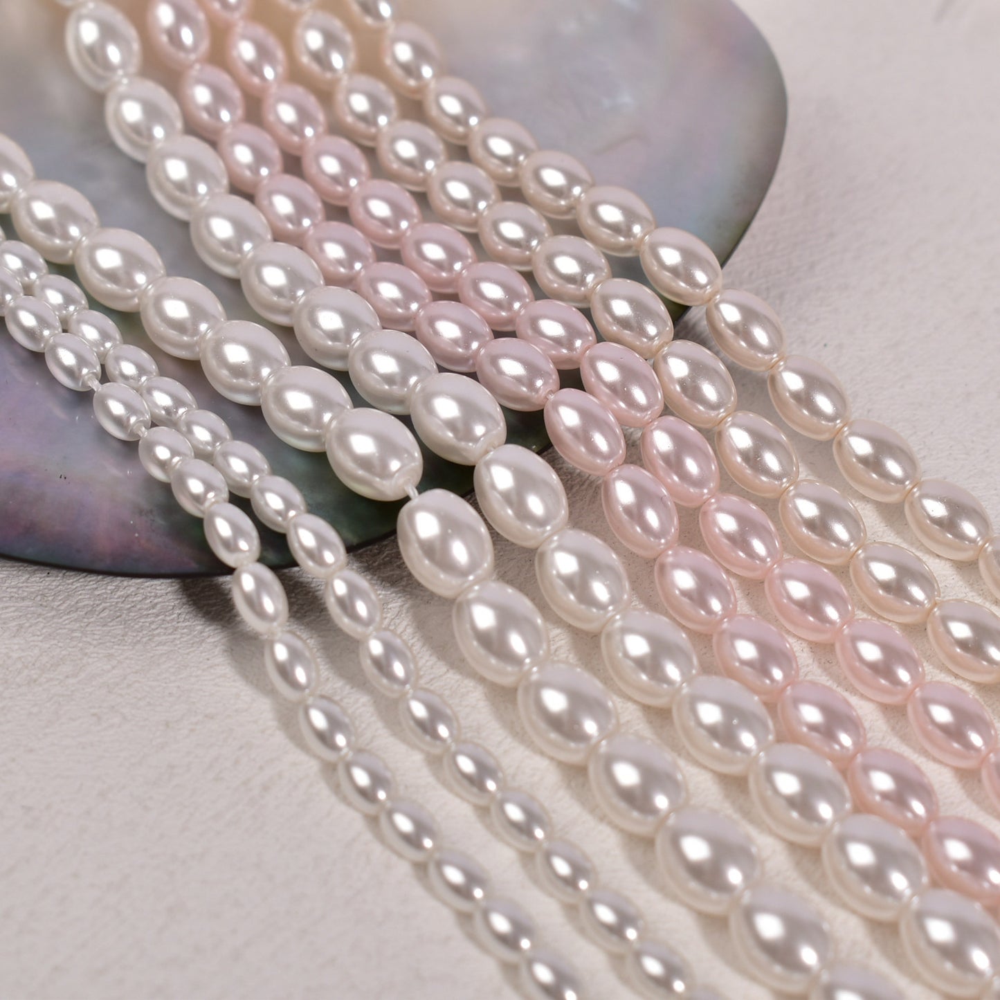 Crystal Oval Pearls, Full-Drilled Beads