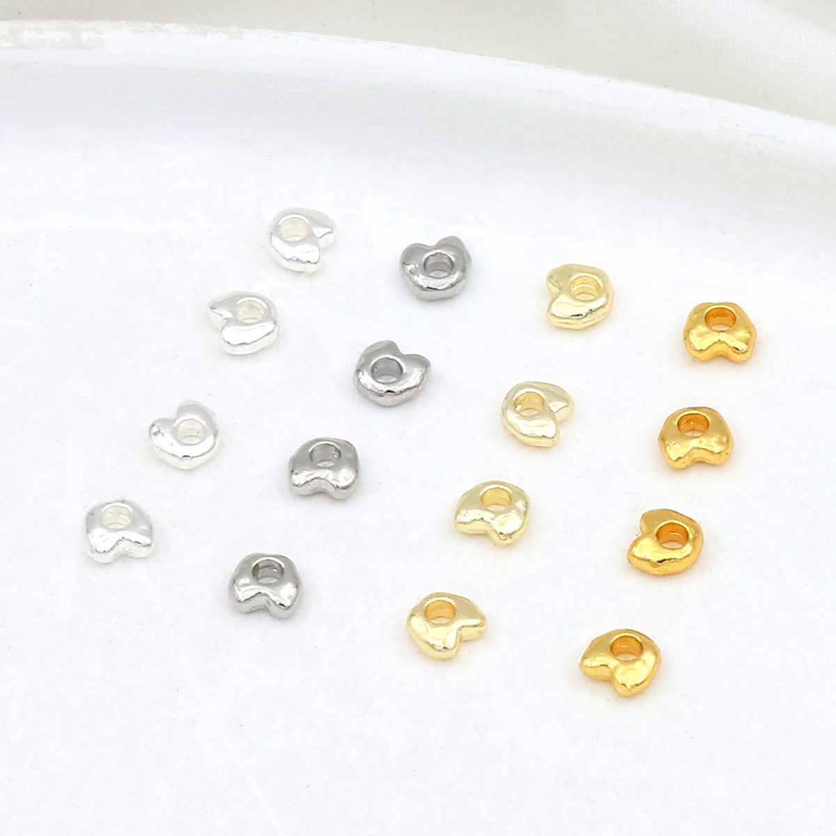 (100pcs)4mm Irregular Nugget & Silver-Tone Spacer Beads / Spacers