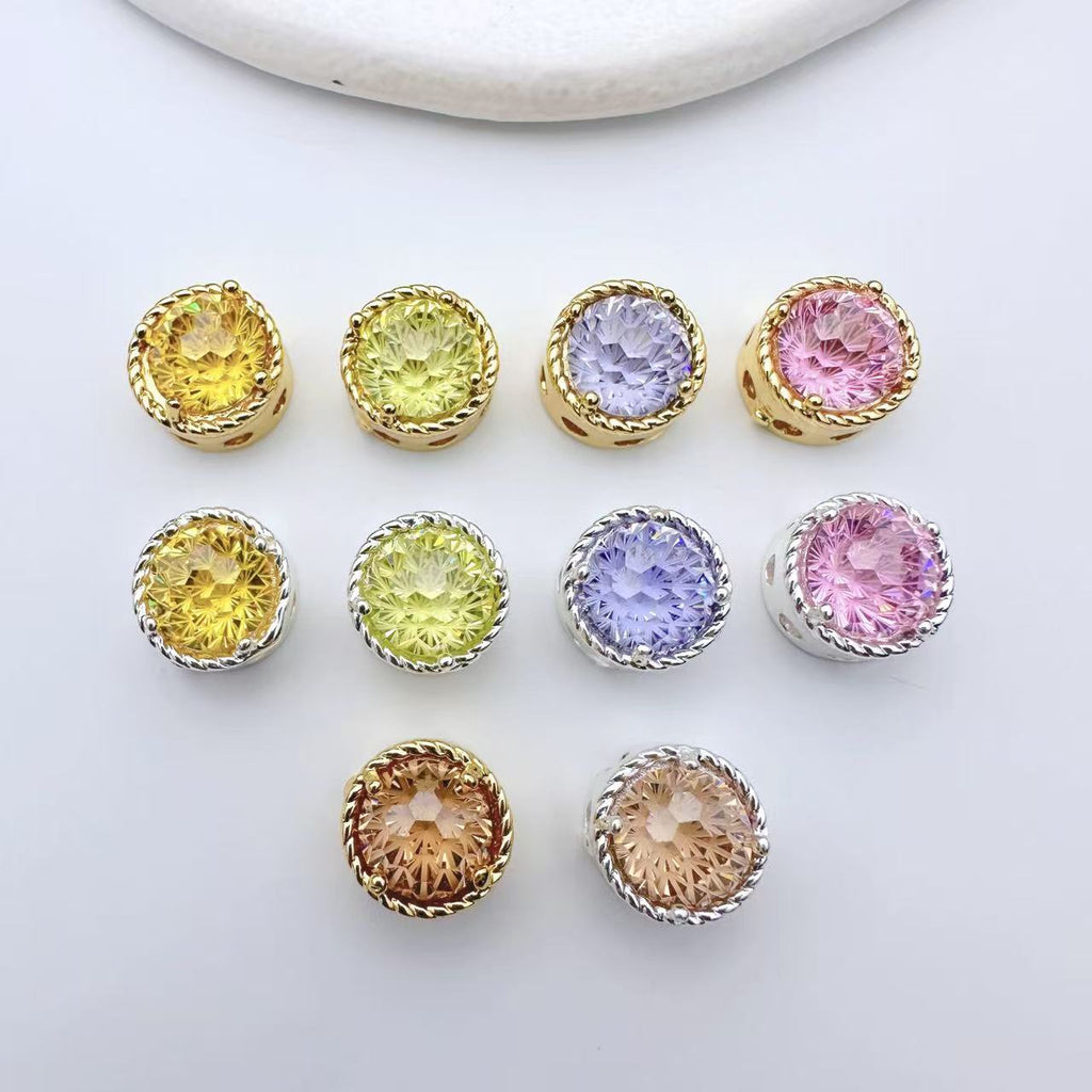 (2pcs)10*8mm Firework Square Zircon Spacer
