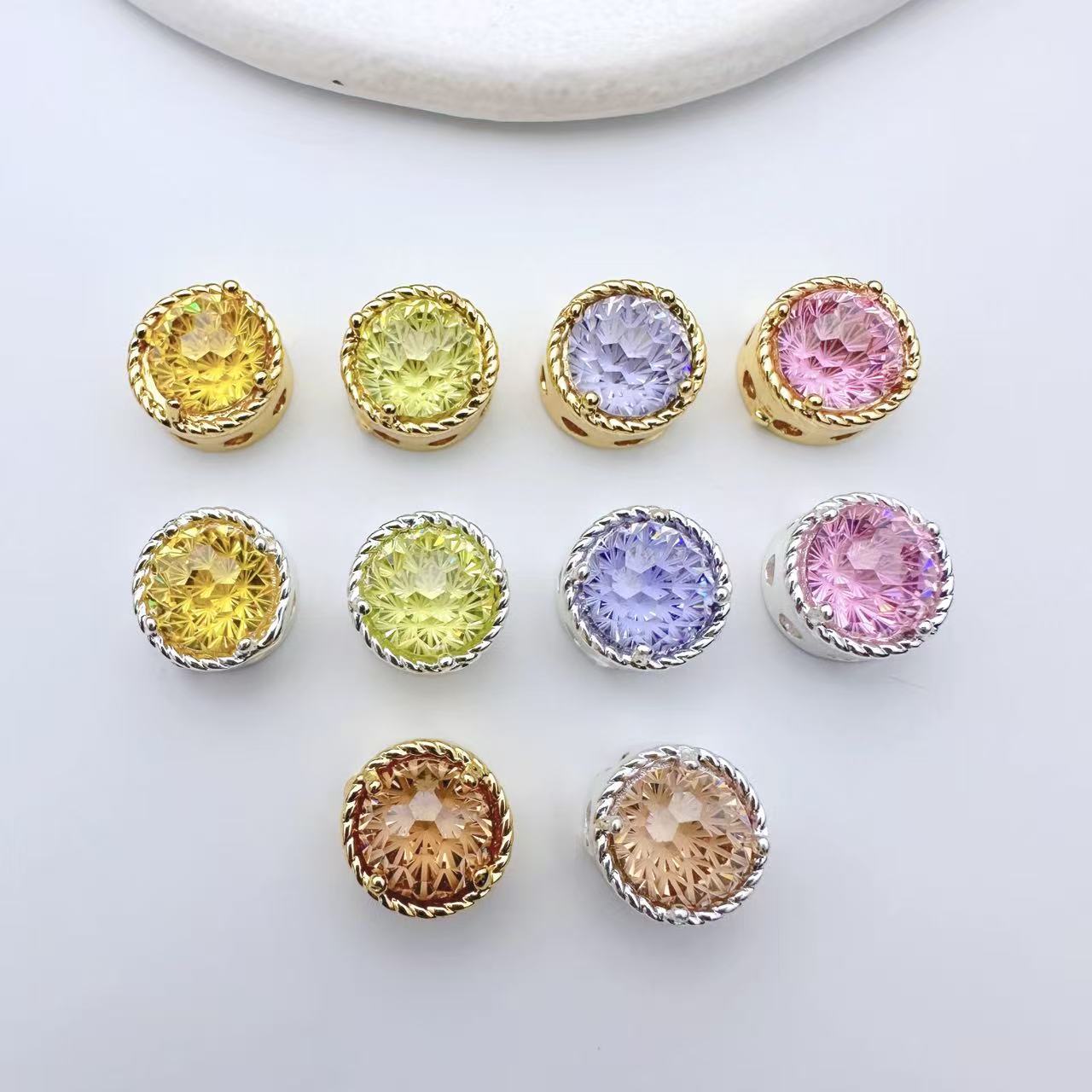 (2pcs)10*8mm Firework Square Zircon Spacer