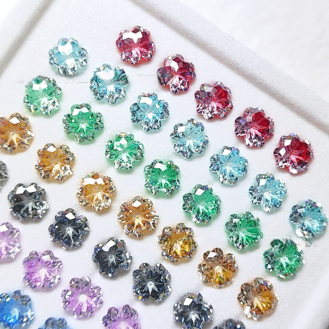 5A 6mm Lucky Clover Sandwich Coated Loose CZ Stone - 2pcs