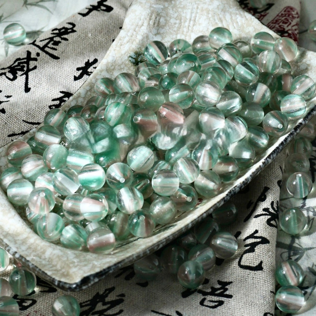(50pcs)8/10/12/16mm Two-Tone Brushed Cat's Eye Resin Round Beads