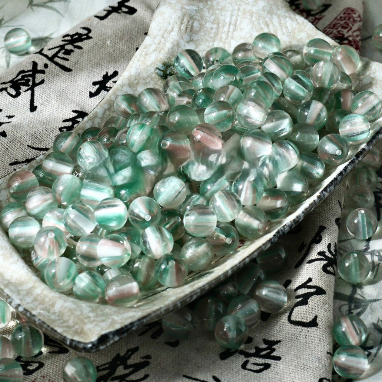 (50pcs)8/10/12/16mm Two-Tone Brushed Cat's Eye Resin Round Beads