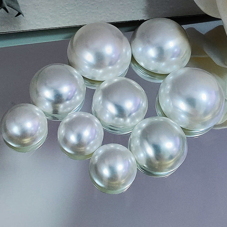 Half-Dome Flatback Pearl - High-Luster, Round, Cold White
