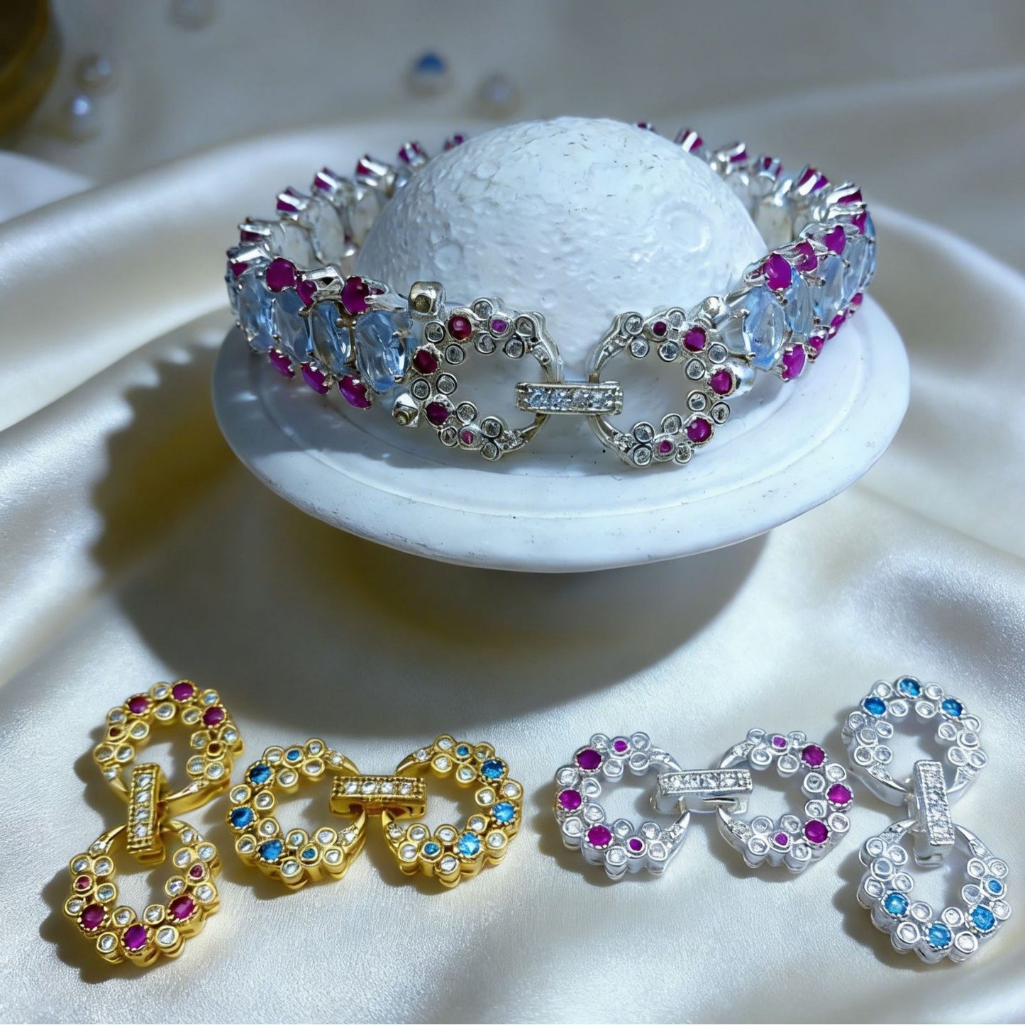 Plated Infinity Shape Clasp with Zirconia