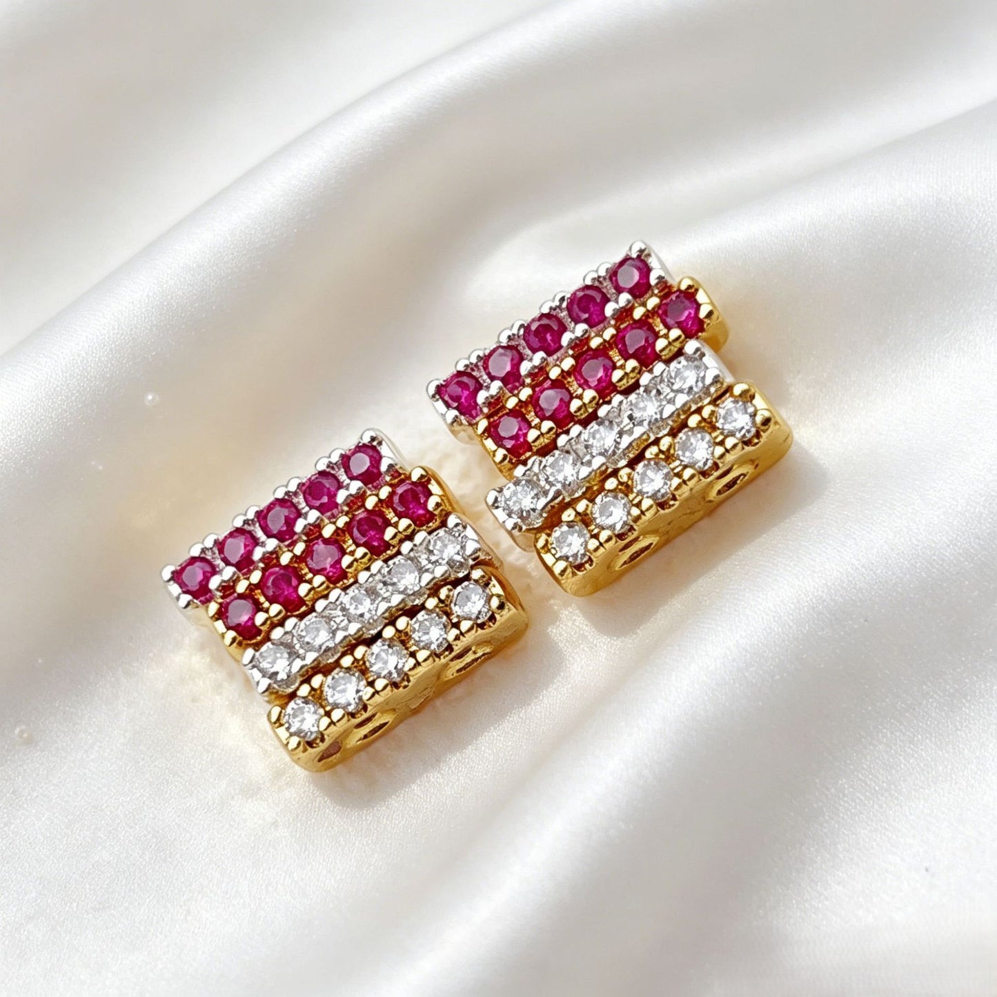 (10pcs)Plated Rectangular Double-Row Spacers
